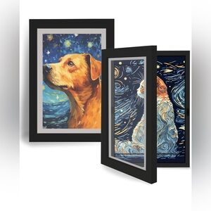 Front Opening Changeable Frame Hanging Wall Art or Schoolwork Black 2 Pack